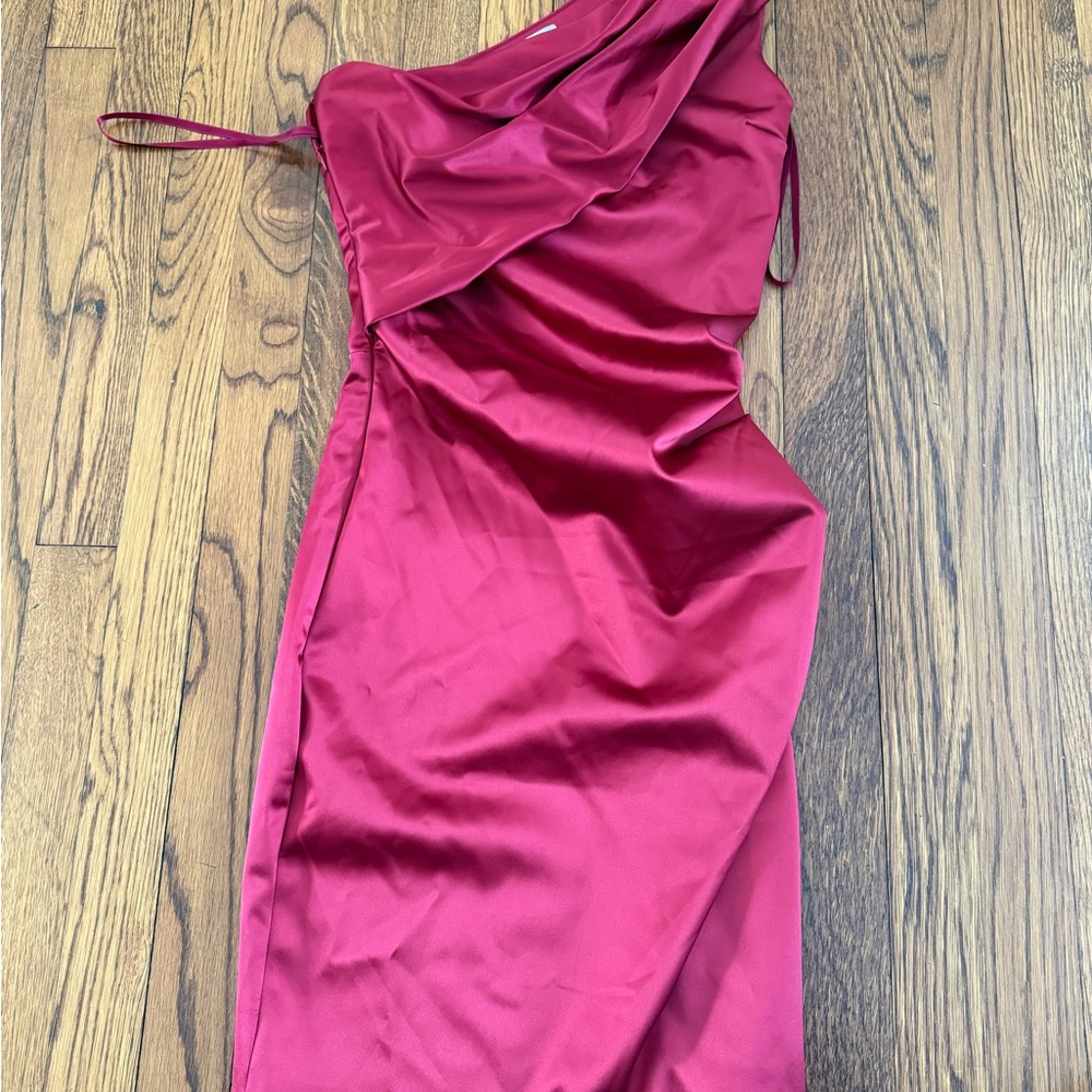 Chiara Boni One Shoulder Dress in Rich Burgundy